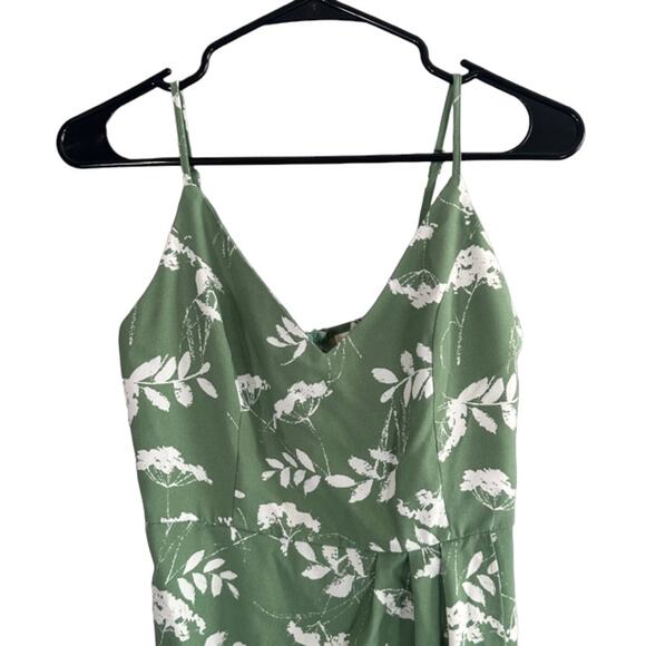 CMZ2005 Green Floral Sleeveless V-Neck Stretch Long Maxi Dress Women Sz XS - Picture 3 of 10